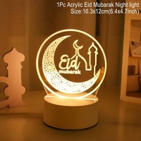 Décoration de fête musulmane islamique Fournitures Eid Mubarak 3D Led Night Light Ornement Ramadan Festival Maison Chambre Décoration