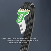 Câble USB C vers C flexible plat en TPE PVC, angle gauche/droite, charge rapide 60W, transfert de données 480 Mbps pour téléphones, tablettes, ordinateurs