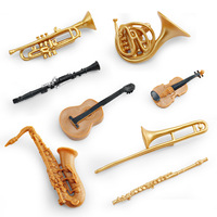Lelewu Simulation Horn Trombone Clarinet Flute Trumpet Saxophone Violin Guitar Instrument Set Model Decoration