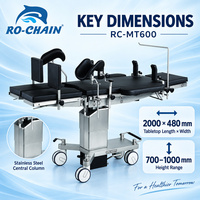 Plateau de table Ro-Chain 2000x480mm, hauteur 700-1000mm, 25 °   Trendelenburg 30 °   Reverse 20 °   Table d'opération à pont rénal inclinable latéralement