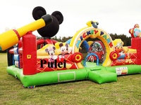 Château gonflable à tissu de Mickey Park pour enfants, joli parc d'extérieur, maison de saut en Air, roulettes de ville amusantes,