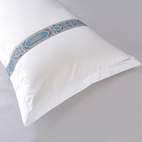 Parure de lit 4 pièces en coton tissé écologique 250 fils/cm², brodée à la main, style moderne, drap de lit uni pour hôtel et chambre à coucher