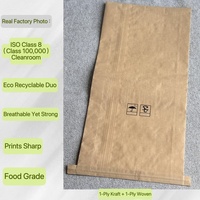 Sac en papier kraft brun 25 kg, sac en papier industriel, sac en PP tissé à fond plat, résistant à l'humidité, pour l'emballage des ingrédients alimentaires et des additifs, BRC