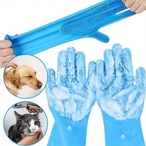 Gants de bain multifonctionnels en silicone pour petits animaux - Gants-brosses isolants thermiquement, résistants à l'usure et anti-rayures, style coupé - Product Image 1
