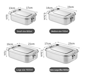 Boîte à bento en acier inoxydable 304 de 800-1800 ml, style japonais, étanche, boîte à lunch hermétique, récipient de stockage alimentaire pour l'école et le bureau - Product Image 2