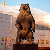 Escultura de Oso Familiar de Metal Fundido en Bronce, Tamaño Real, de RELONG Vivid Life, Personalizable para Jardín Exterior