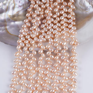 Horquillas para el Cabello Hechas a Mano con Cuentas de Perlas de Agua Dulce Blancas de 5-6 mm, Cuentas de Arroz Naturales en Forma de Espiga de Trigo, Cadenas de Trigo en Forma de Metro para Manualidades, Venta al por Mayor - Product Image 1