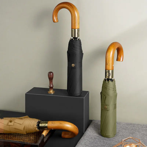 <span class=keywords><strong>Parapluie</strong></span> d'affaires automatique <span class=keywords><strong>haut</strong></span> <span class=keywords><strong>de</strong></span> <span class=keywords><strong>gamme</strong></span> pour hommes 3 poignées en bois pliantes Protection contre le vent crème solaire Logo personnalisé adultes classiques - Product Image 4