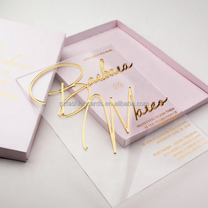 Tarjetas de invitación transparentes de plástico personalizadas, nuevo diseño, espejo de plástico acrílico, invitaciones de boda en caja - Product Image 6