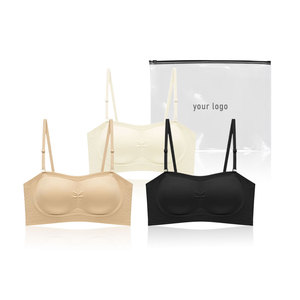 Seamless <strong>Bra</strong> Non-Slip Wirefree Padded Bralette Wireless Tube Top <strong>Bra</strong> <strong>with</strong> Removable <strong>Clear</strong> Strap - Product Image 1