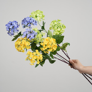Hortensia Artificial Greenway de 3 Cabezas con Tallo Largo, en Blanco, Rosa y Amarillo, Arreglo Floral Decorativo para Decoración del Hogar - Product Image 2