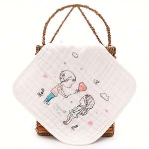 Serviette carrée en coton 100% pour le visage, tissu en mousseline rembourré pour les nourrissons, lingettes en gaze pour bébé, lingettes lavables - Product Image 5