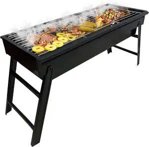 Parrilla plegable de carbón para barbacoa, parrilla de mesa para interiores y exteriores