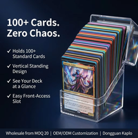 Boîte de rangement verticale en acrylique transparent Kaplo 100+ pour cartes, anti-poussière et anti-rayures, pour cartes MTG, TCG et CCG, boîte de rangement pour cartes