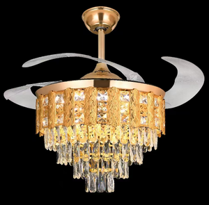 Luxury Chandelier LED Chrome <strong>Crystal</strong> Invisible Remote Control Ceiling Fans Light Modern Bedroom for Dinning Room Living Room - Product Image 6
