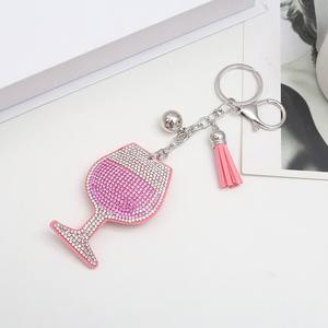 Porte-clés en verre à vin avec strass, cadeau de Noël 2026, promotionnel, diamant incrusté, porte-clés en métal avec pompon - Product Image 4
