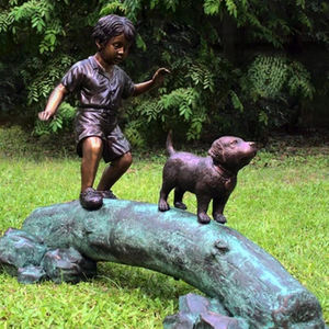 China Fabrik Förderung Bronze Junge mit Hund statue für verkauf - Product Image 4