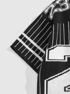 Jersey informal de punto de Jacquard para hombre con logotipo personalizado, camisetas de fútbol de manga corta de Hip Hop, suéter de moda con letras de invierno ODM - Product Image 4