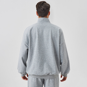 Maglietta sportiva all'ingrosso da <span class=keywords><strong>uomo</strong></span> in stile sportivo Activewear 1/2 <span class=keywords><strong>con</strong></span> cappuccio <span class=keywords><strong>felpa</strong></span> <span class=keywords><strong>con</strong></span> cappuccio personalizzata a manica lunga in bianco - Product Image 2