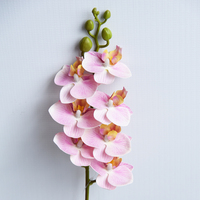 Orchidée Phalaenopsis artificielle 3D en latex, toucher réel, 7 têtes, tige de fleur d'orchidée pour la décoration de la maison et des mariages