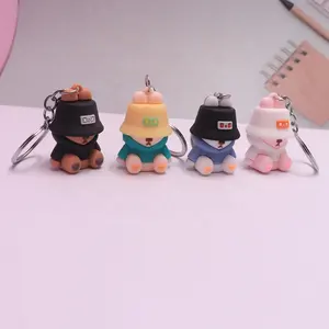 Estilo coreano ins lindo oso cubo sombrero forma diseño 3D llavero personalizado forma de mascota llavero para mascotas regalos promocionales