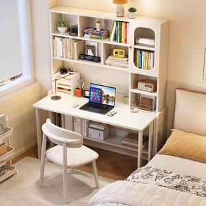 6011 Solid Wood <b>Desk</b> With Bookshelf Integrated Foldable Computer Writing Table For Small Apartment Children Study Modern <b>Simple</b> - Product Image 3