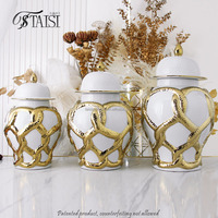 J288GA Vase décoratif européen en céramique blanc et or en forme de serpent pour centre de table de mariage ou d'hôtel
