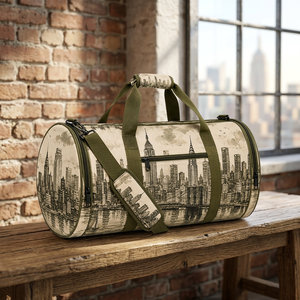 Bolsa de Viaje Personalizada de Algodón con Estampado del Horizonte de Nueva York y Correa de Hombro Ajustable - Product Image 4