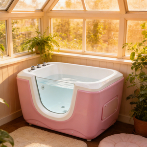 <span class=keywords><strong>Vasca</strong></span> da Bagno per Neonati Sunrans in Acrilico Rosa con Finestra Trasparente per Idroterapia - Product Image 1