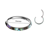 Anneau segmenté articulé en titane G23 sans soudure avec incrustation de coquille d'ormeau, bijou de piercing en titane