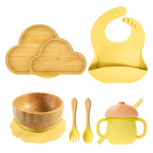 Suministros para la Alimentación Complementaria del Bebé, Plato de Bambú con Succión en Forma de Cangrejo y Juego de Utensilios para el Entrenamiento de Niños Pequeños - Product Image 6