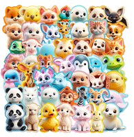 Pegatinas 3D de Animales Lindos de Dibujos Animados, Pegatinas Decorativas para Cuadernos de Jardín de Infantes, Pegatinas Adhesivas de Demonios