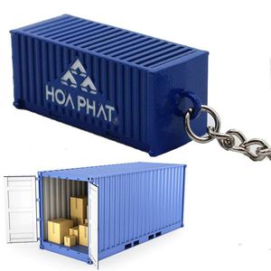 Porte-clés personnalisable en alliage de zinc durable en forme de conteneur, impression numérique, vente en gros d'usine pour promotion et expédition - Product Image 1