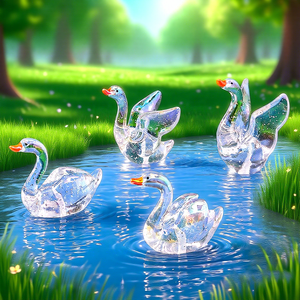 Mini Statuetta di Cigno Elettroplaccata Creativa, Accessori Decorativi Fai-da-Te per Giardino, Mini Ornamenti - Product Image 1