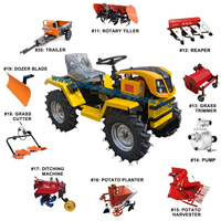 Mini tracteur agricole 4x4 18HP avec moteur Kubota, boîte de vitesses et transmission par engrenages, pas cher