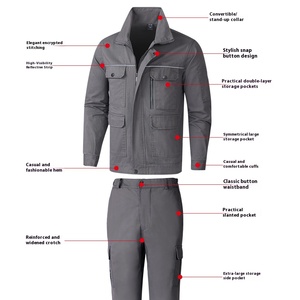 Abbigliamento da lavoro in cotone grigio da uomo a manica lunga per riparazione automatica per saldatura striscia riflettente primavera autunno Anti-scottatura Plus abbigliamento da lavoro - Product Image 2