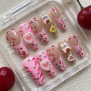 Pure Handmade 3D Acrylic Short False <strong>Nail</strong> 10PCS <strong>Dazzling</strong> Luxury Glossy Reusable Acrylic False Manual <strong>Nails</strong> Long-Lasting Manicure - Product Image 2