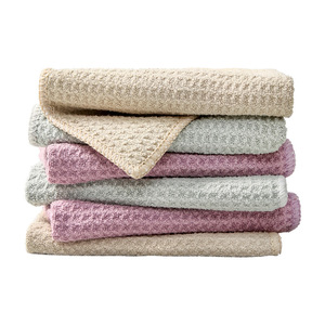 Waffle Pattern Cleaning Cloths Rectangle Kitchen Use Microfiber Absorbent Scouring Pads Customizable For Furniture - Product Image 1