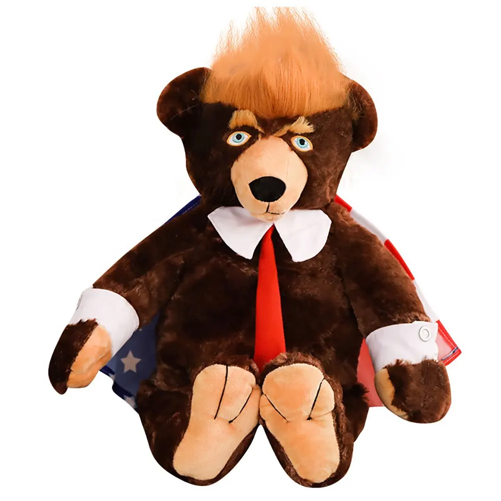 טראמפ דוב בפלאש בובת דוב אמריקאי מתנה לחג המולד בובת מצחיק ארה"ב הנשיא דונלד טראמפ דובון צעצוע