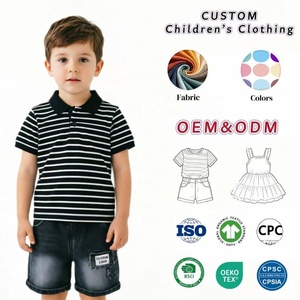 Vêtements pour bébé garçon avec chemises polo rayées en coton à manches courtes et ensemble de pantalon court pour enfants âgés de 2 à 8 ans - Product Image 1