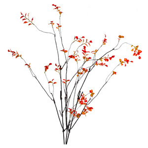 Branches de Prunier Artificielles Cerf Blanc 120cm Feuilles Rouges Oranges Fleurs en Soie Décoration Maison Style Chinois Composition en Vase - Product Image 5