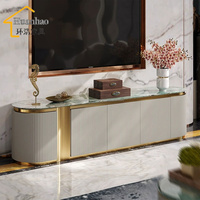 Ensemble de meuble TV de luxe italien à panneau de roche, table à thé simple et moderne pour le salon, rangement fait main pour la chambre à coucher