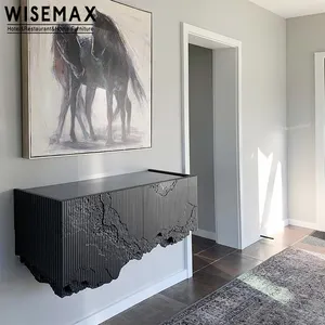 WISEMAX Luxushotelmöbel moderner Massivholz-Konsole-Schrank luxuriöse Heimdekoration schwarze Seitentischablage für Wohnzimmer