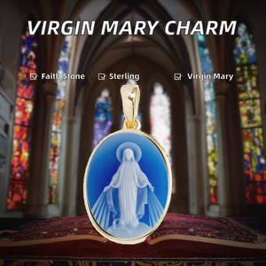 Bijou personnalisé plaqué or, amulette catholique Vierge Marie, médaillon <span class=keywords><strong>agate</strong></span> de Guadalupe, argent sterling 925, pour enfants - Product Image 2