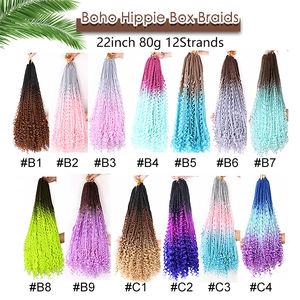Cheveux synthétiques Julianna 14 18 22 pouces C14 Boho Blonde sans nœuds pour tresses au crochet avec extrémités bouclées, tresses bohèmes Goddess Box Braids au crochet - Product Image 5