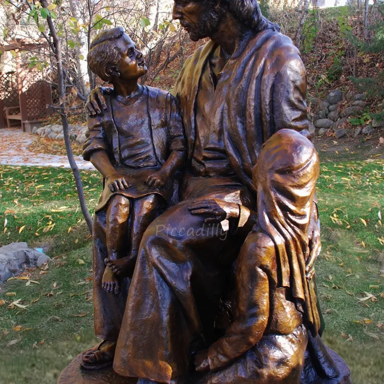 Chinesische fabrik katholischen religiösen skulptur bronze jesus mit kinder statue