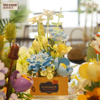 Decool – blocs de construction en forme de fleurs, ensemble de plantes en pot, fleurs artificielles, modèle de bonsaï, décoration de maison, cadeau de bureau