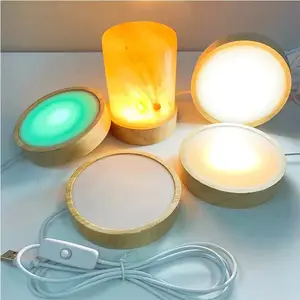 3D LED lampada Base USB luce luminosa supporto in legno luce notturna Stand per casa soggiorno camera da letto