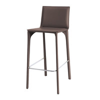 Tabouret de bar moderne et simple de style nordique, en cuir véritable, réglable en hauteur, avec base en acier inoxydable, pour bar à domicile ou îlot de cuisine