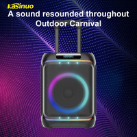 Nuevo altavoz de Karaoke de Woofer portátil de 8 pulgadas, luz LED de discoteca, inalámbrico, BT, gran ordenador recargable para escenario, micrófono para fiestas, potencia de Audio